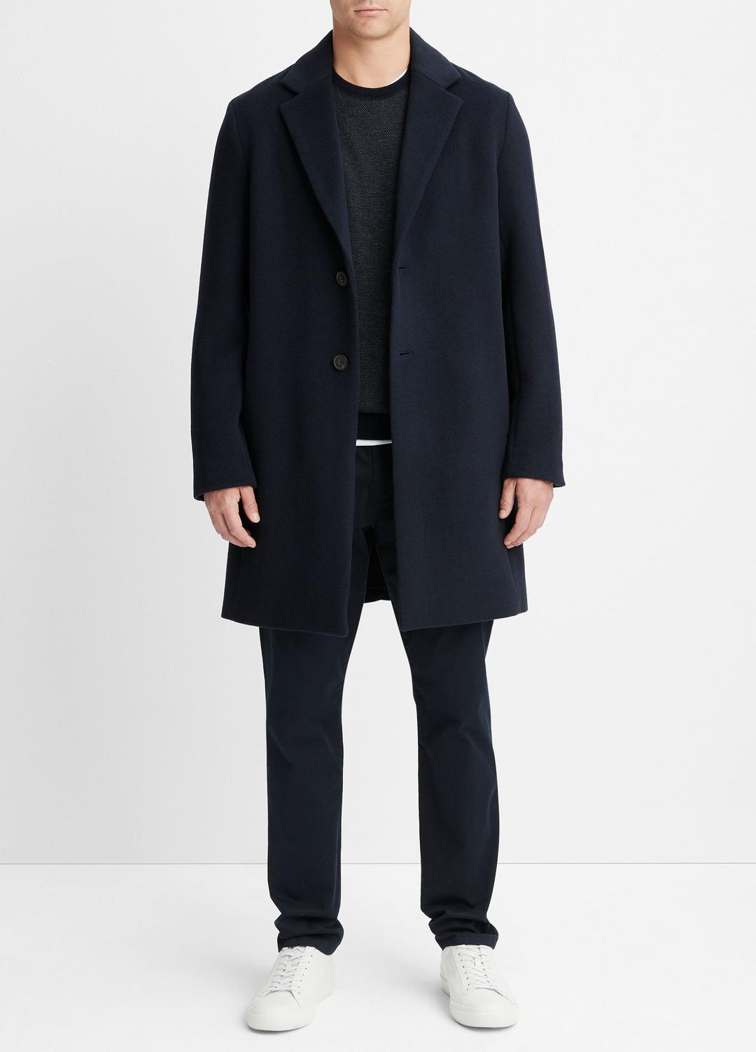 VINCE Men Classic Italian Wool-Blend Coat in Jackets & Outerwear
