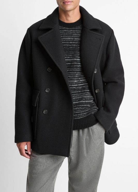 VINCE Men Italian Wool-Blend Peacoat in Coats