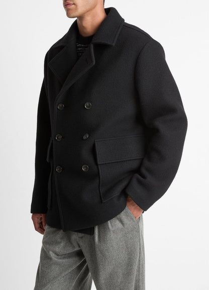 VINCE Men Italian Wool-Blend Peacoat in Coats