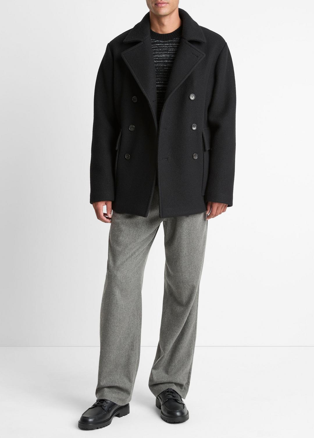 VINCE Men Italian Wool-Blend Peacoat in Coats