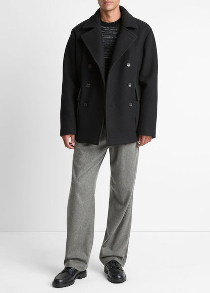 VINCE Men Italian Wool-Blend Peacoat in Coats