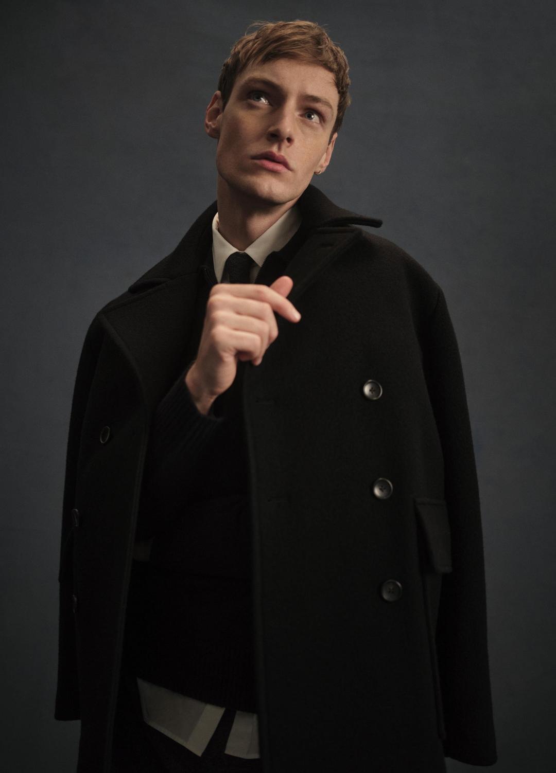 VINCE Men Italian Wool-Blend Peacoat in Coats