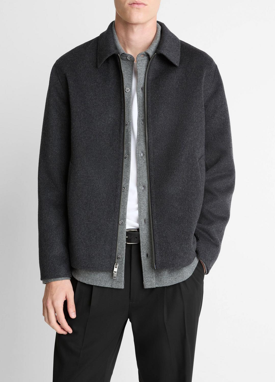 VINCE Men Splittable Wool-Blend Zip-Front Jacket in Jackets