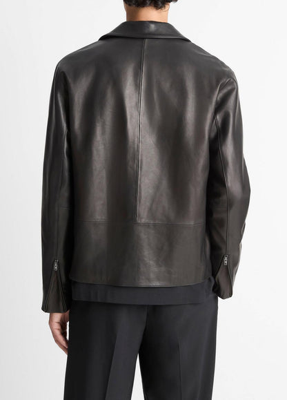 VINCE Men Leather Zip-Up Jacket in Leather Jackets