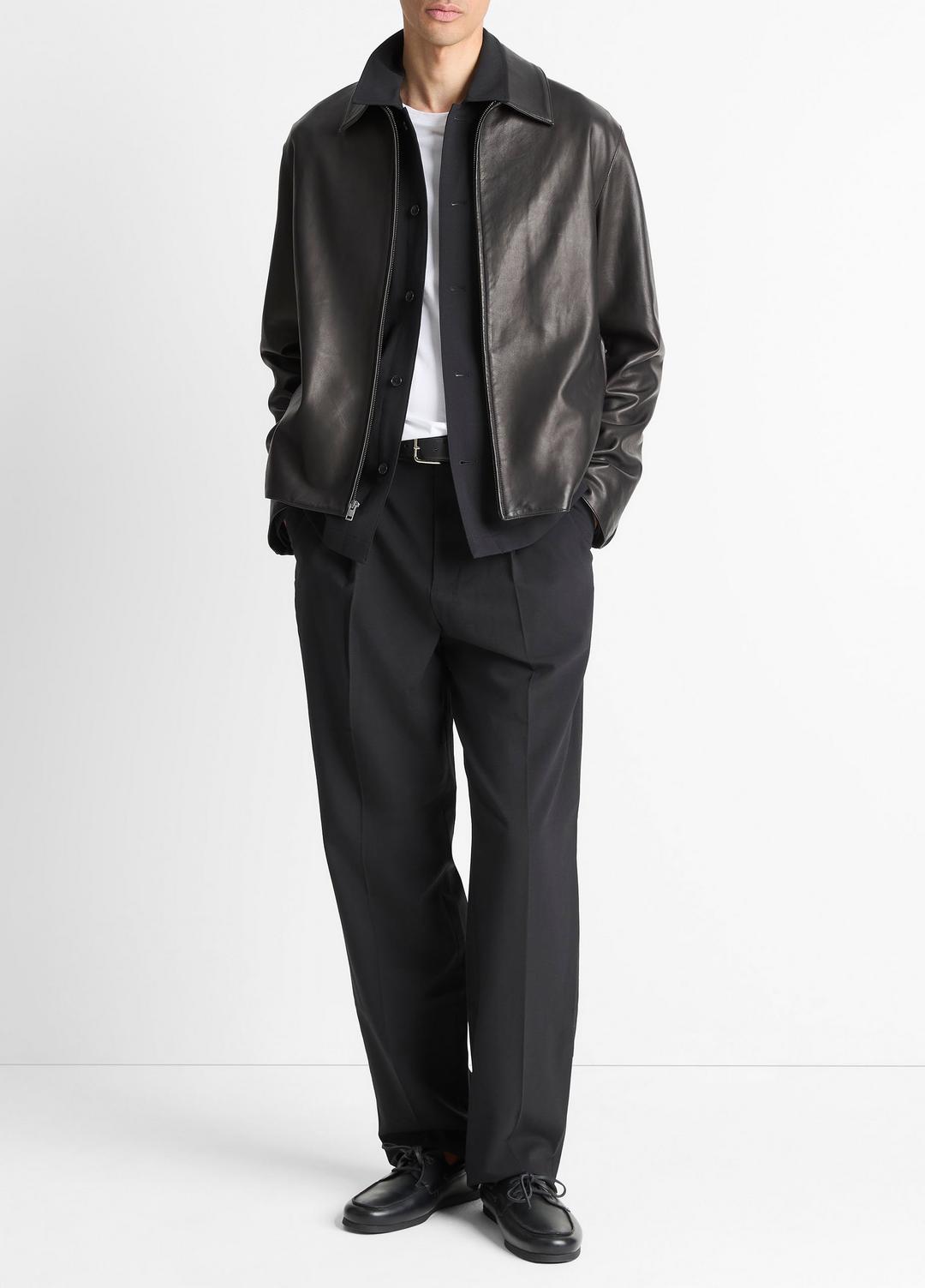 VINCE Men Leather Zip-Up Jacket in Leather Jackets