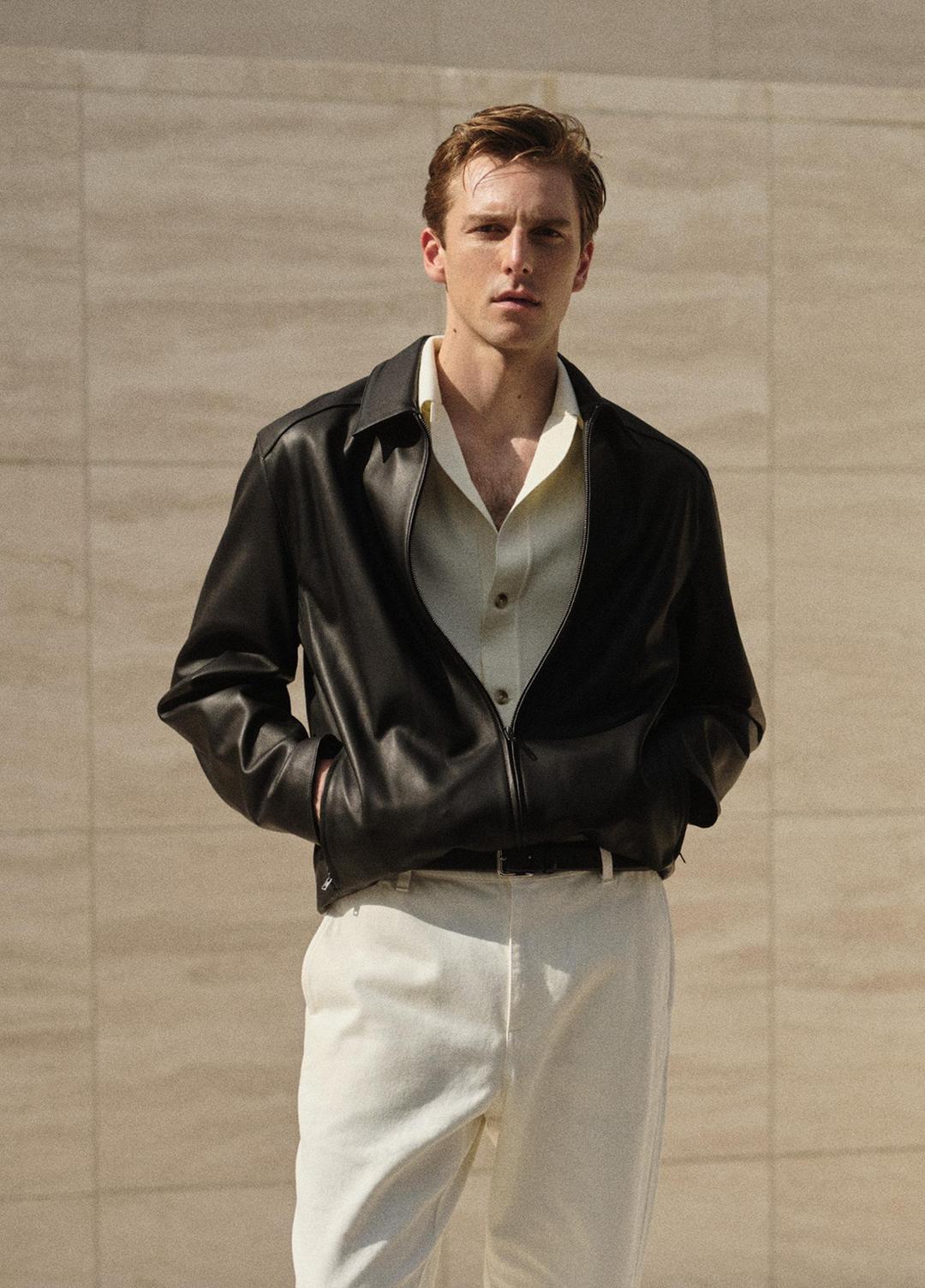 VINCE Men Leather Zip-Up Jacket in Leather Jackets