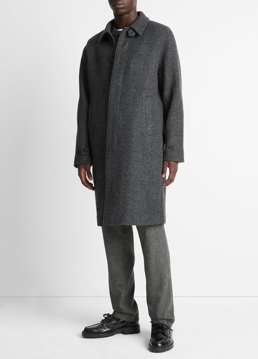 VINCE Men Italian Wool-Blend Balmacaan Coat in Coats