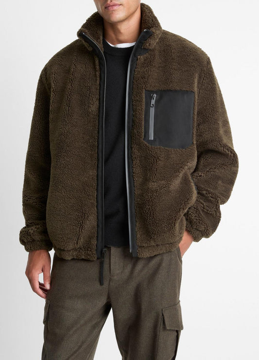 VINCE Men Sherpa Zip Jacket in Jackets