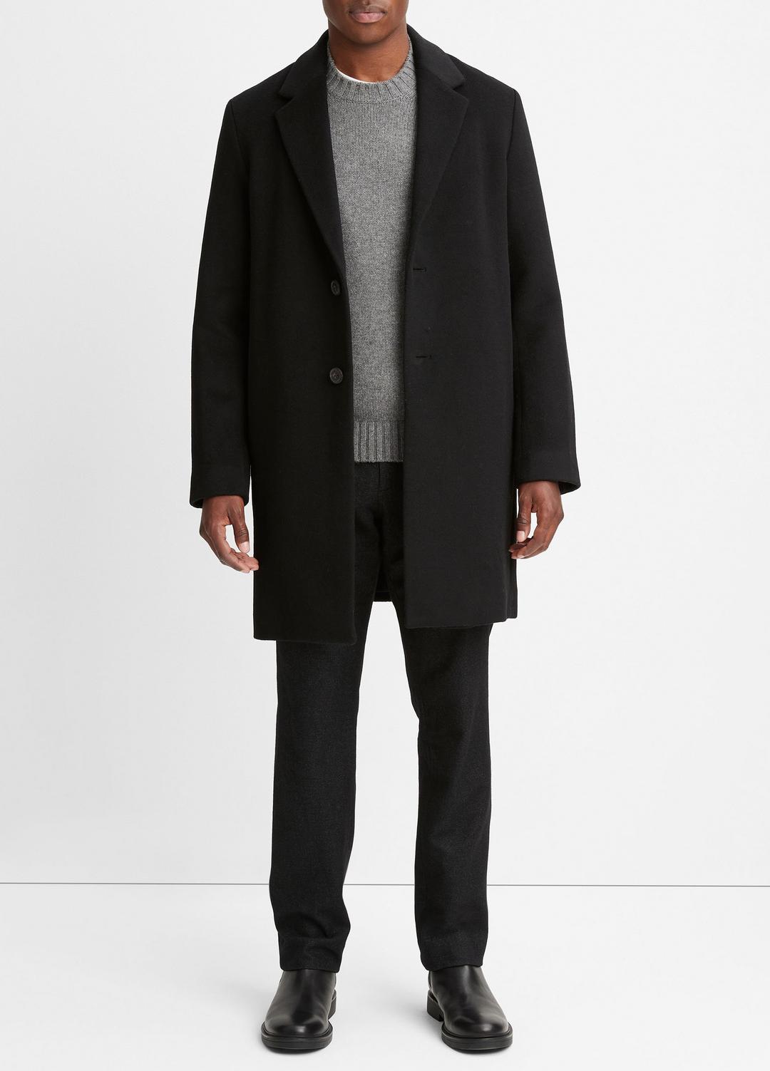 VINCE Men Classic Italian Wool-Blend Coat in Jackets & Outerwear