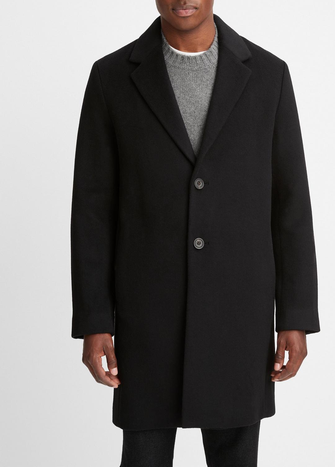 VINCE Men Classic Italian Wool-Blend Coat in Jackets & Outerwear