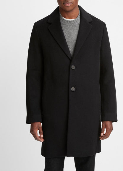 VINCE Men Classic Italian Wool-Blend Coat in Jackets & Outerwear