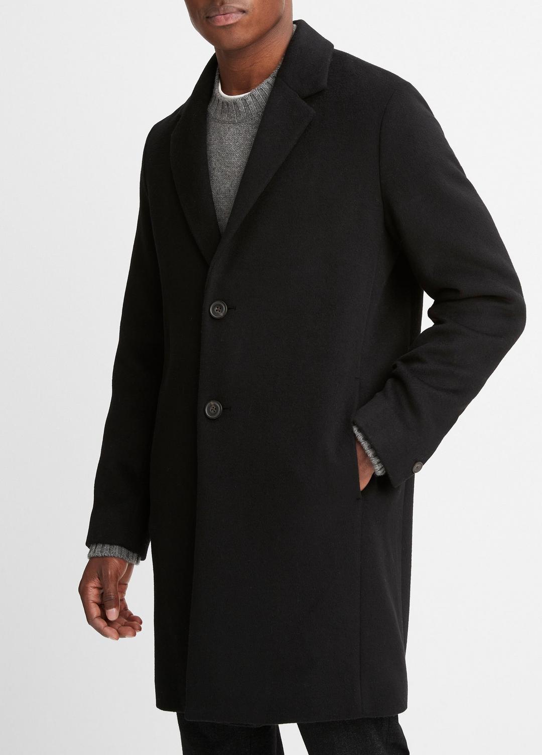 VINCE Men Classic Italian Wool-Blend Coat in Jackets & Outerwear