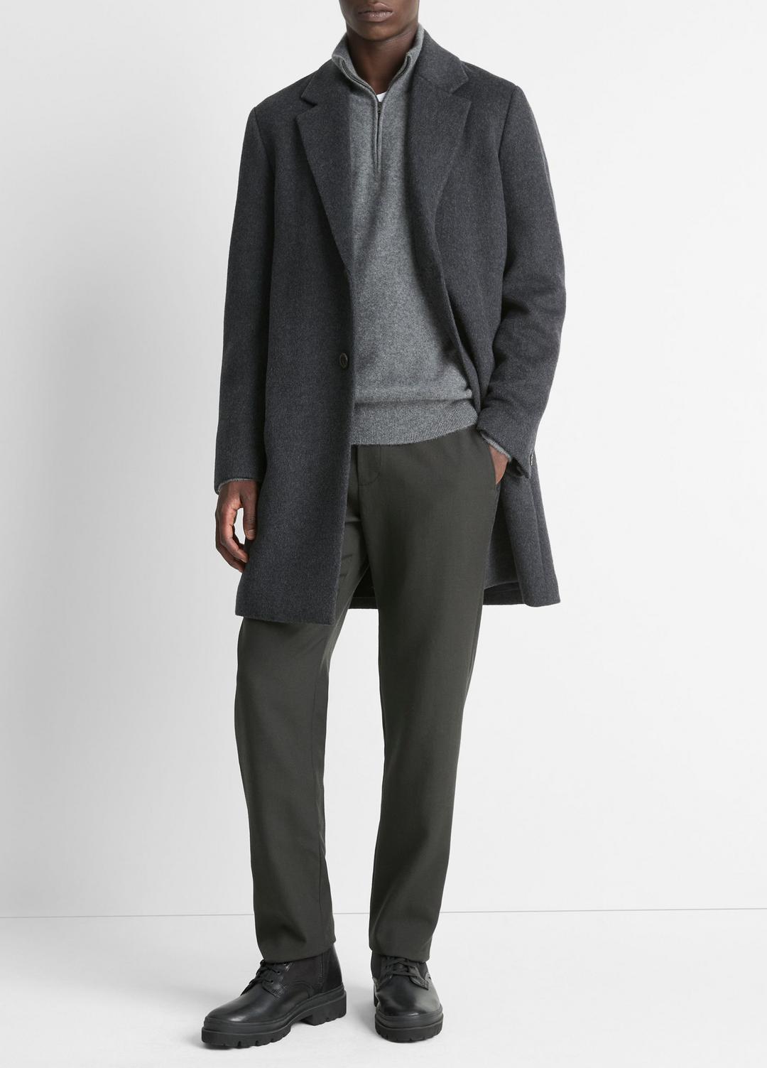 VINCE Men Classic Italian Wool-Blend Coat in Jackets & Outerwear