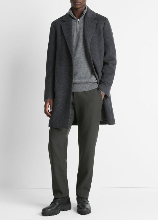 VINCE Men Classic Italian Wool-Blend Coat in Jackets & Outerwear