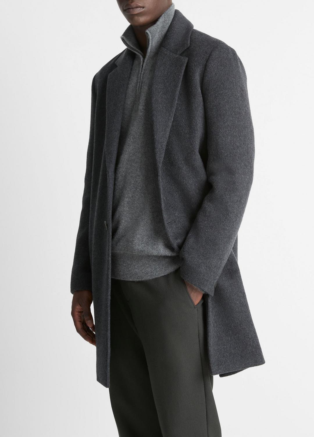 VINCE Men Classic Italian Wool-Blend Coat in Jackets & Outerwear