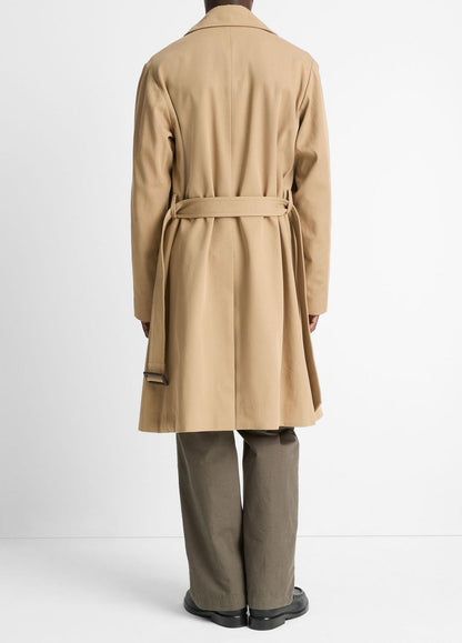 VINCE Men Italian Cotton Double-Breasted Trench Coat in Coats