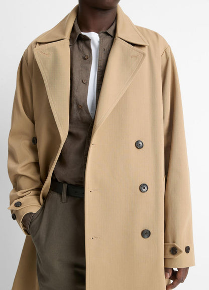 VINCE Men Italian Cotton Double-Breasted Trench Coat in Coats