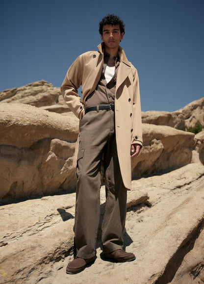 VINCE Men Italian Cotton Double-Breasted Trench Coat in Coats