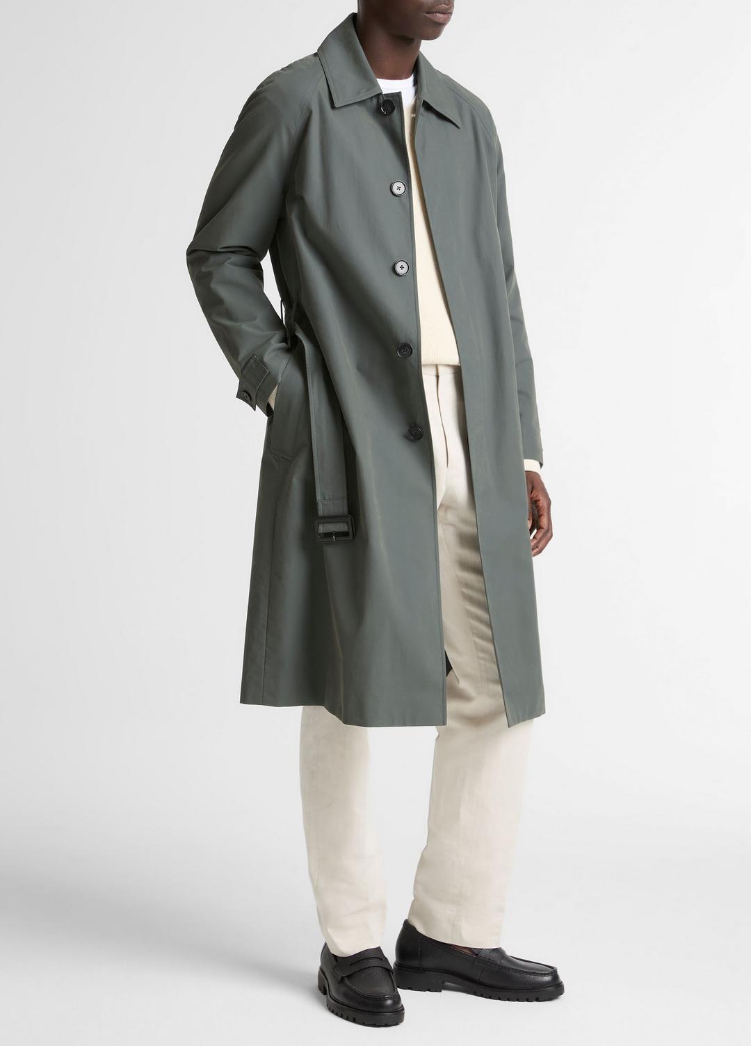 VINCE Men Cotton-Blend Single-Breasted Trench Coat in Coats