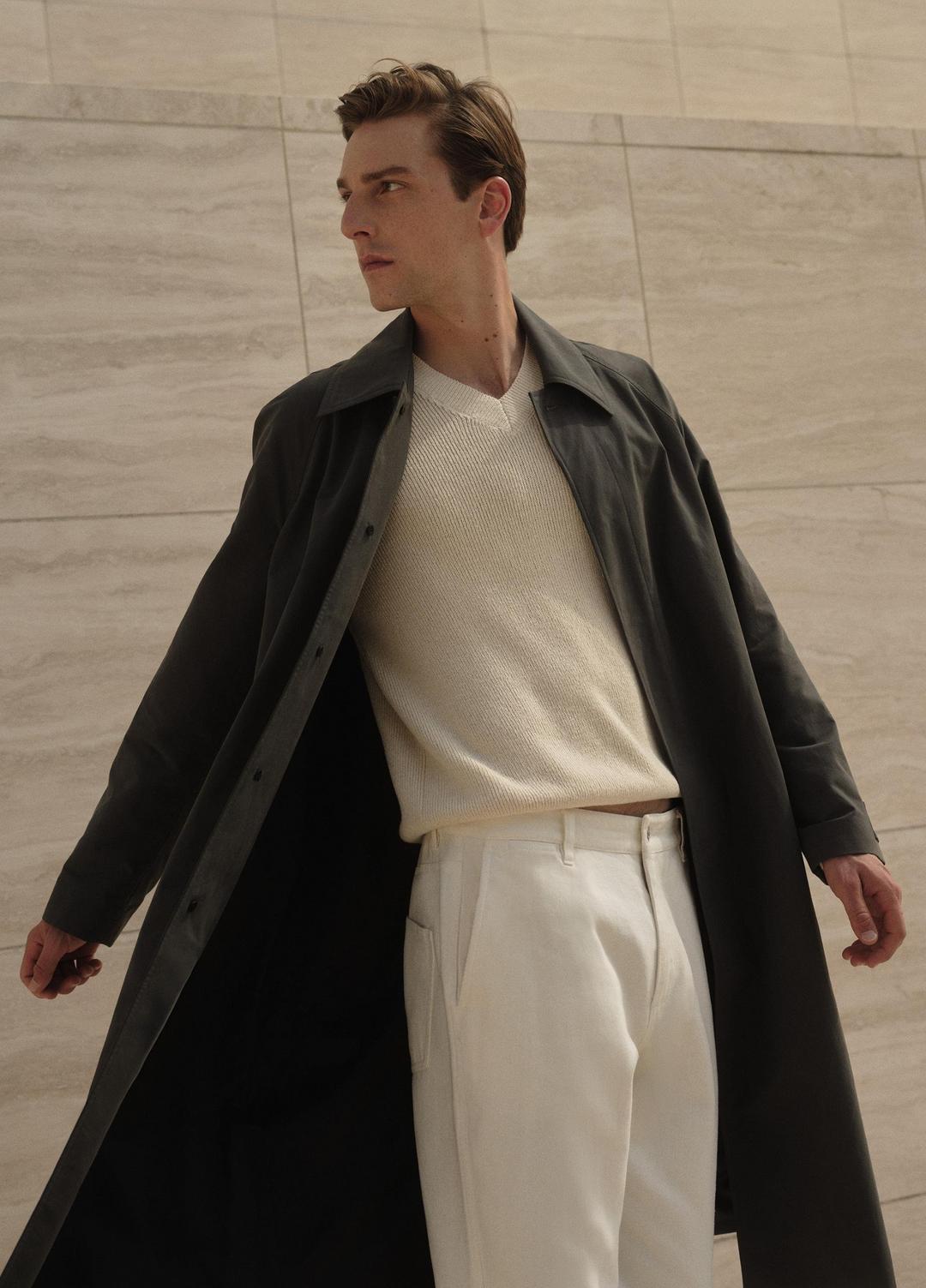 VINCE Men Cotton-Blend Single-Breasted Trench Coat in Coats