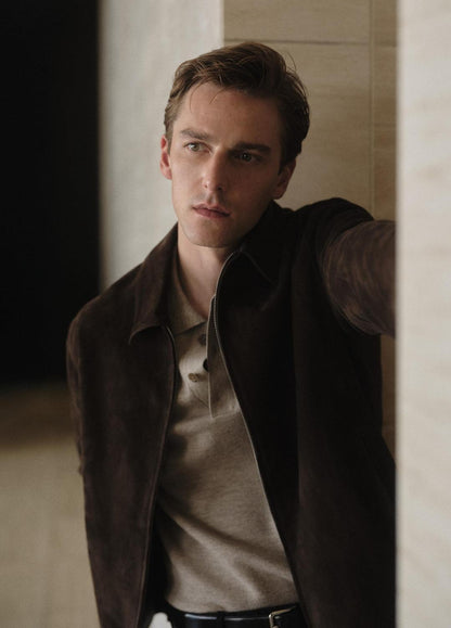 VINCE Men Suede Moto Jacket in Jackets