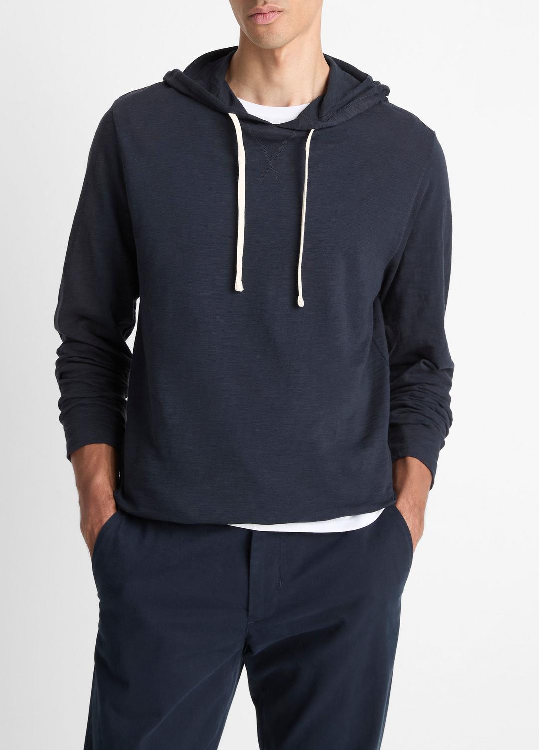 VINCE Men Textured Cotton Hoodie in Sweatshirts & Hoodies