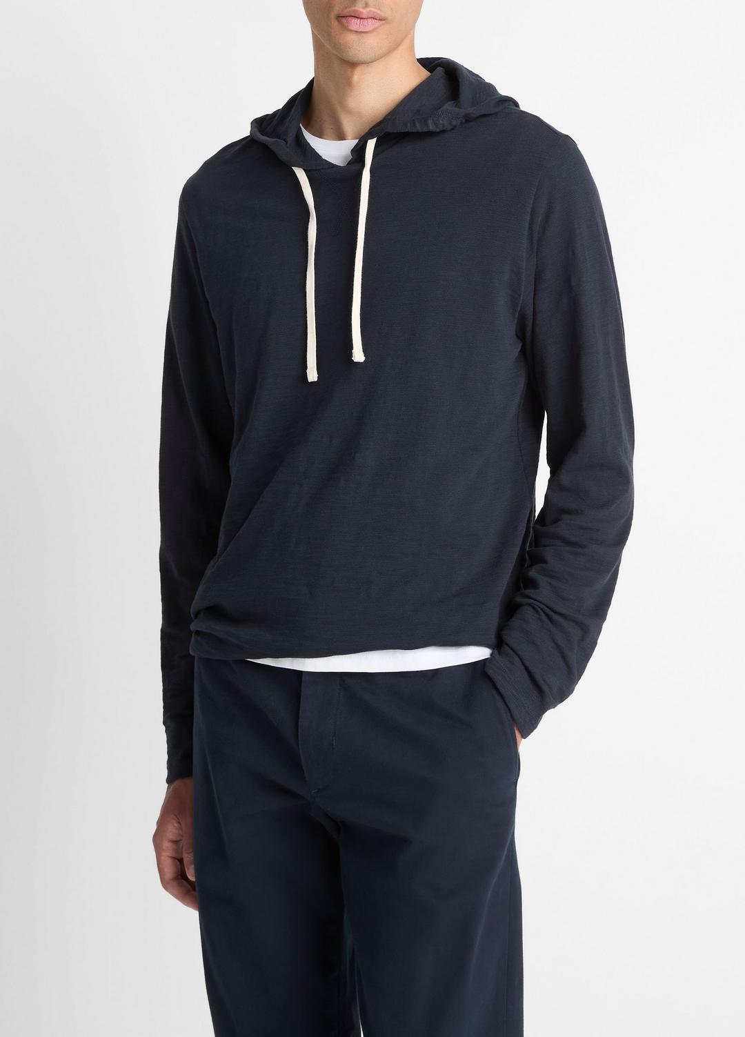 VINCE Men Textured Cotton Hoodie in Sweatshirts & Hoodies