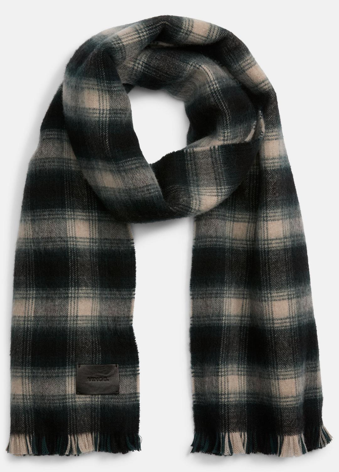 VINCE Men Brushed Plaid Wool Scarf in Scarves & Hats