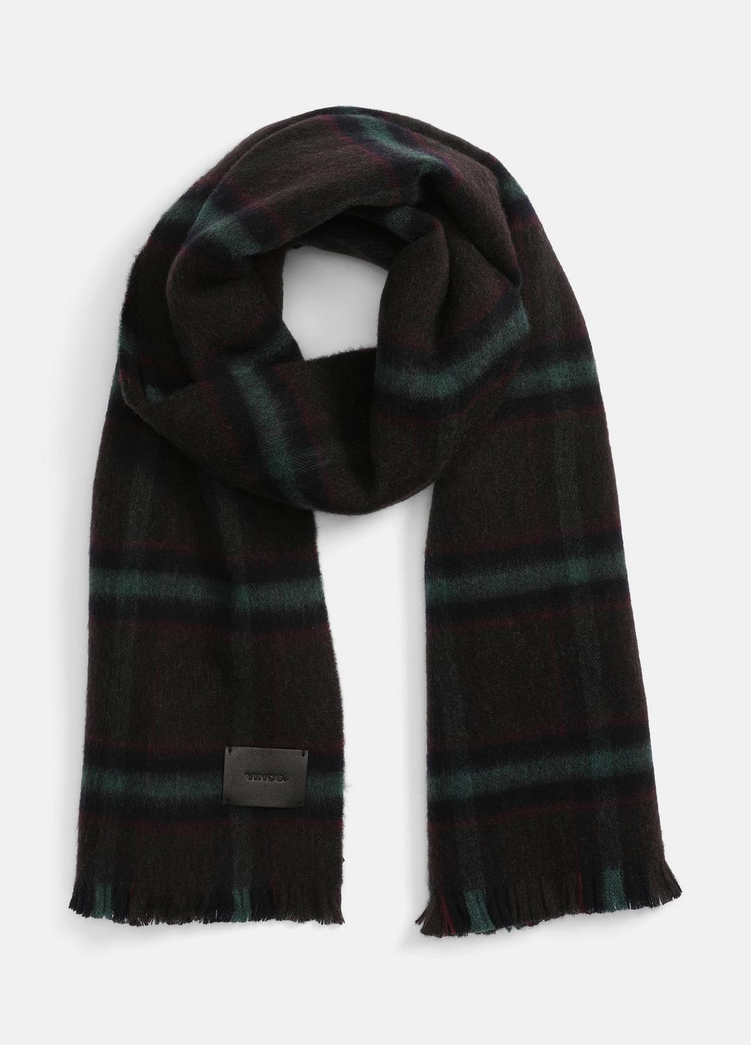 VINCE Men Brushed Holme Plaid Wool Scarf in Scarves & Hats