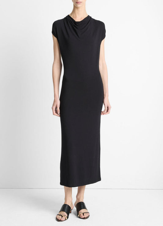 VINCE Sale Jersey Draped Cowl-Neck Dress in Dresses & Skirts