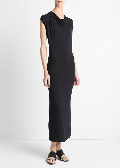 VINCE Sale Jersey Draped Cowl-Neck Dress in Dresses & Skirts