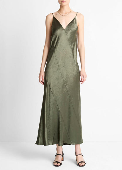 VINCE Sale Paneled Satin Bias Slip Dress in Dresses & Skirts
