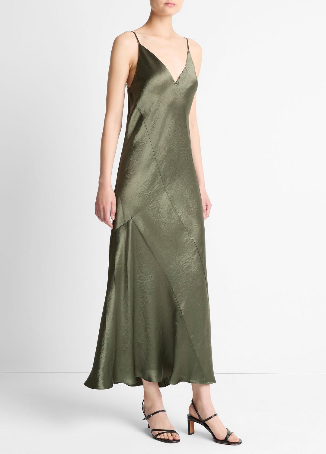 VINCE Sale Paneled Satin Bias Slip Dress in Dresses & Skirts
