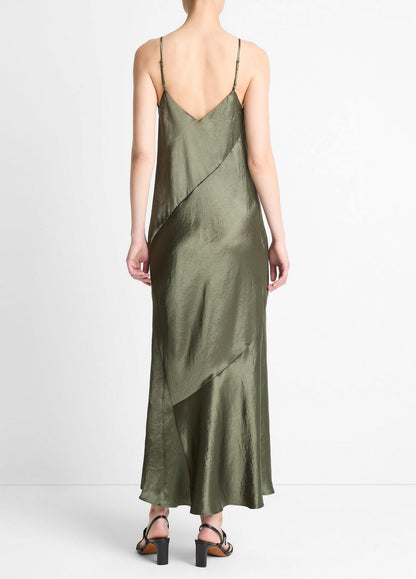 VINCE Sale Paneled Satin Bias Slip Dress in Dresses & Skirts