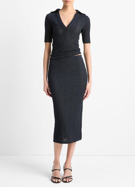 VINCE Sale Textural Cotton Midi Skirt in Dresses & Skirts