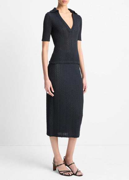 VINCE Sale Textural Cotton Midi Skirt in Dresses & Skirts