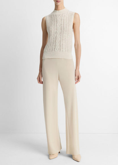 VINCE Sale Cable Cotton-Blend Double-Layer Shell in Sweaters