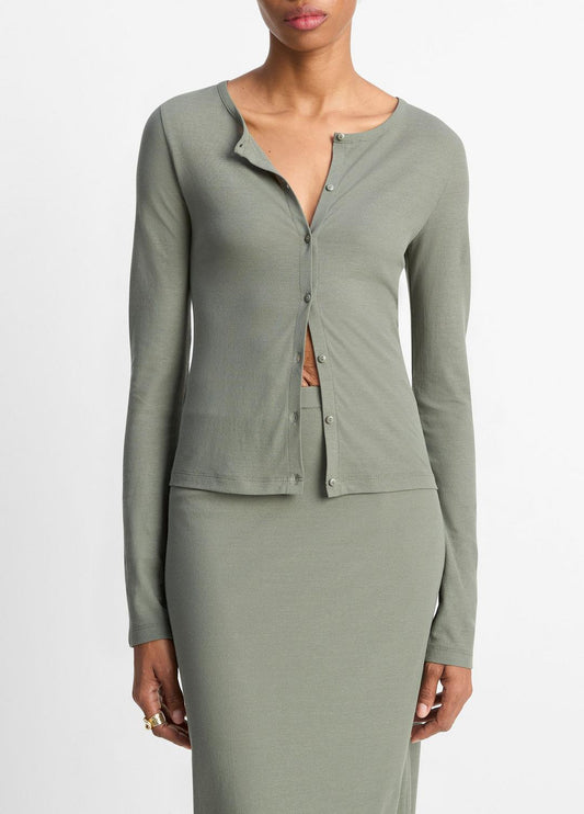VINCE Sale Cotton Crepe Jersey Cardigan in Shirts & Tees