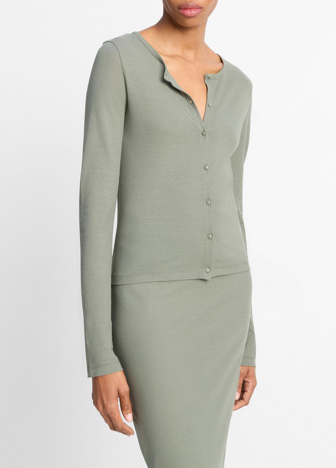 VINCE Sale Cotton Crepe Jersey Cardigan in Shirts & Tees