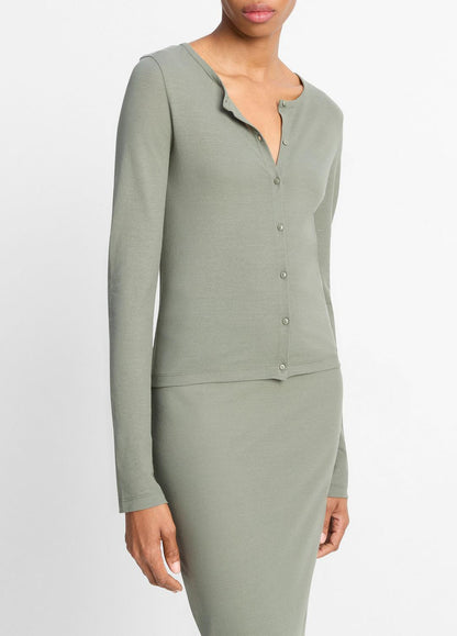 VINCE Sale Cotton Crepe Jersey Cardigan in Shirts & Tees