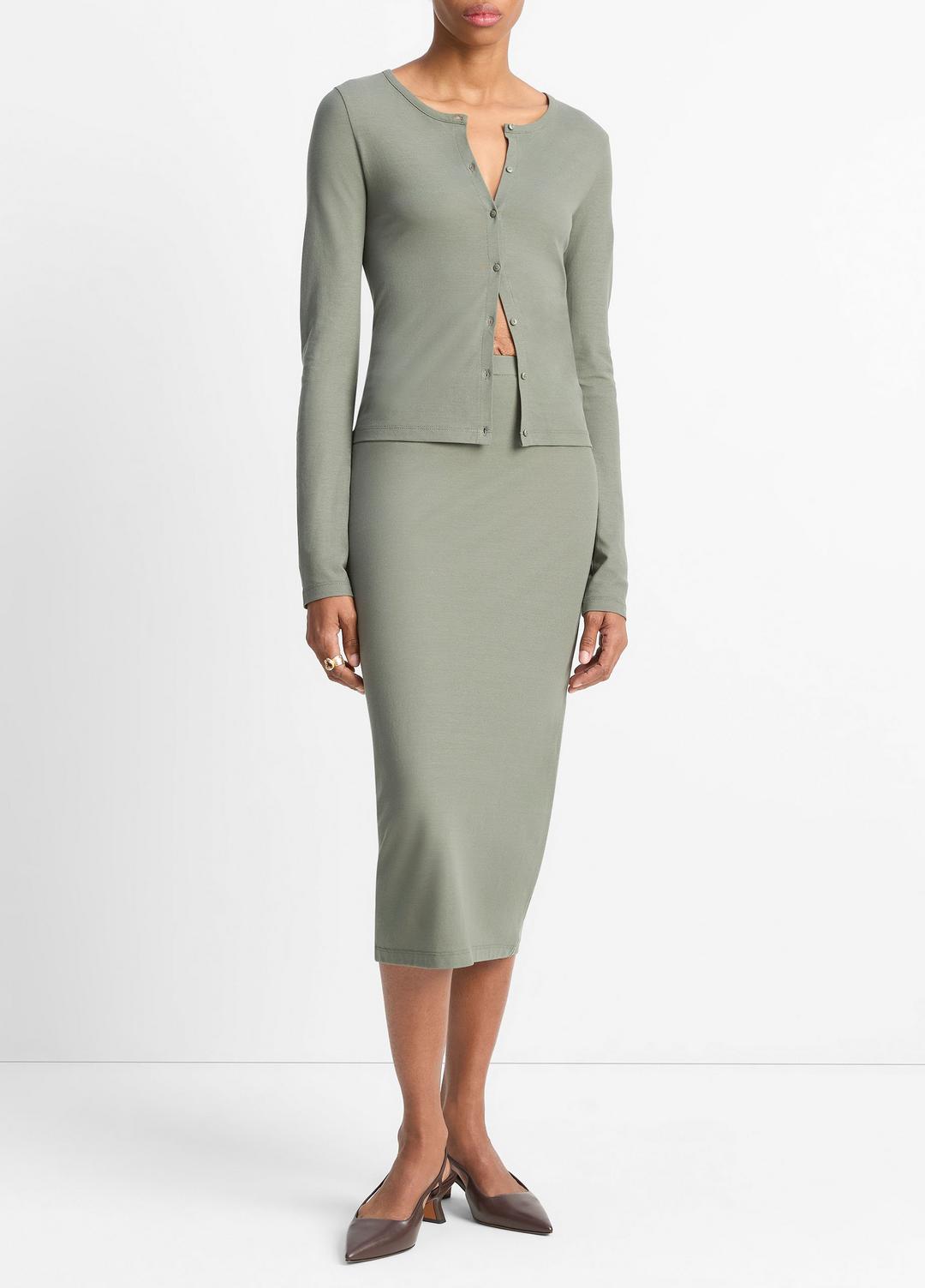 VINCE Sale Cotton Crepe Jersey Cardigan in Shirts & Tees