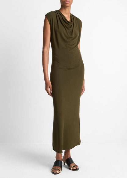 VINCE Sale Jersey Draped Cowl-Neck Dress in Dresses & Skirts
