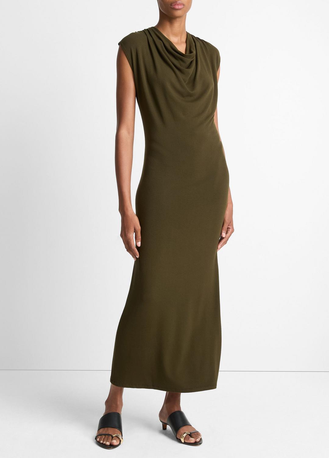 VINCE Sale Jersey Draped Cowl-Neck Dress in Dresses & Skirts