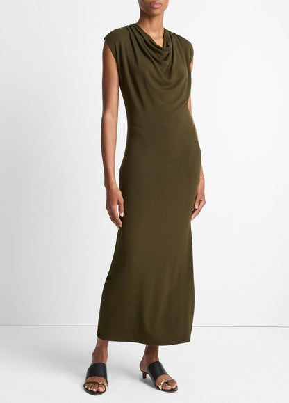 VINCE Sale Jersey Draped Cowl-Neck Dress in Dresses & Skirts