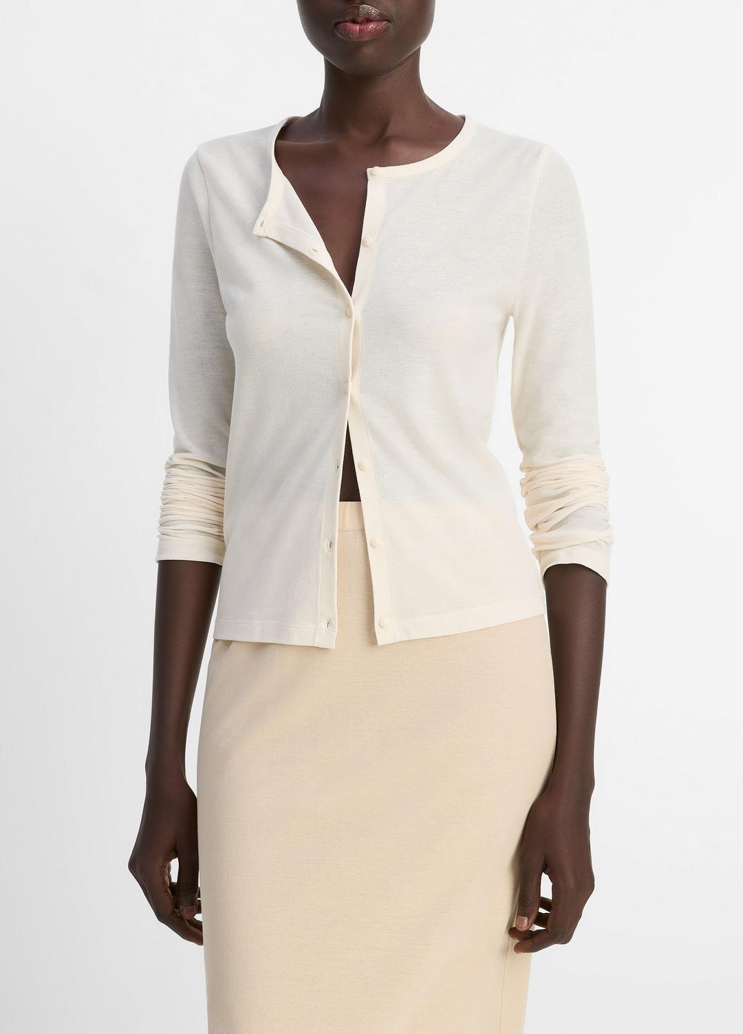 VINCE Sale Cotton Crepe Jersey Cardigan in Shirts & Tees