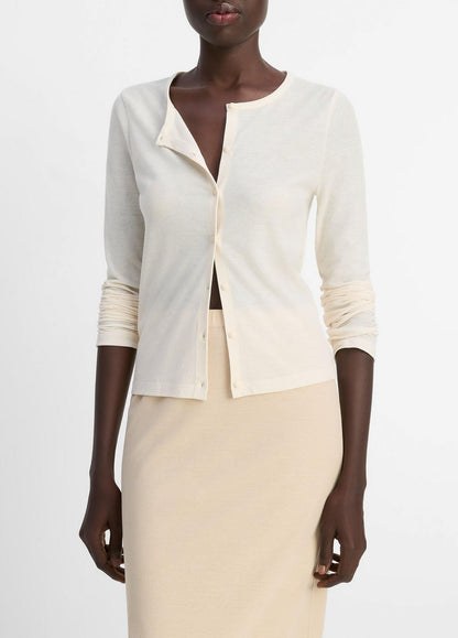VINCE Sale Cotton Crepe Jersey Cardigan in Shirts & Tees
