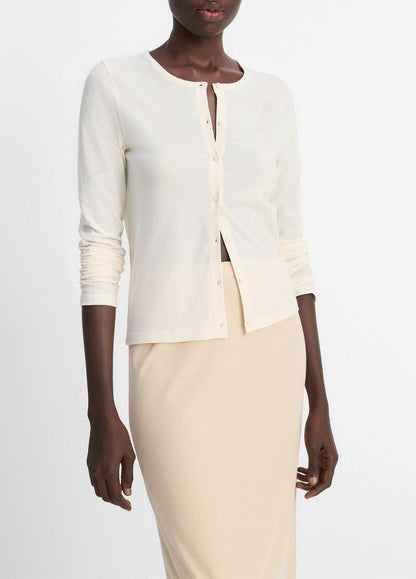 VINCE Sale Cotton Crepe Jersey Cardigan in Shirts & Tees