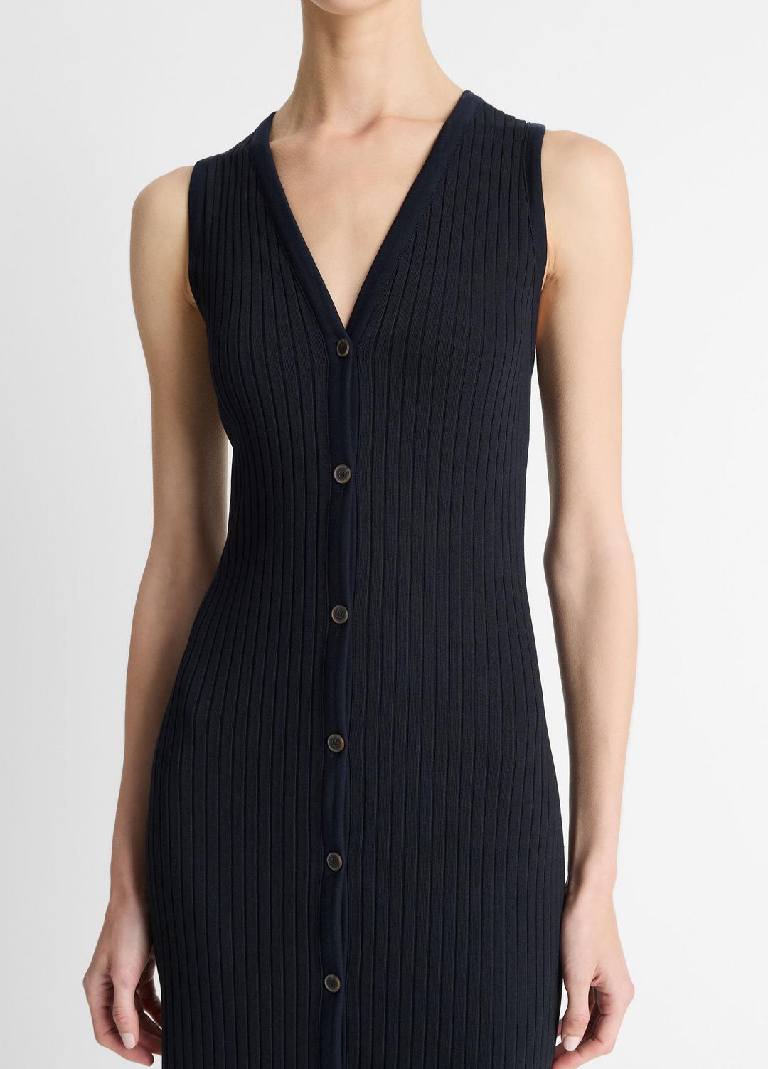 VINCE Sale Ribbed Cotton-Blend Button-Front Dress in Dresses & Skirts