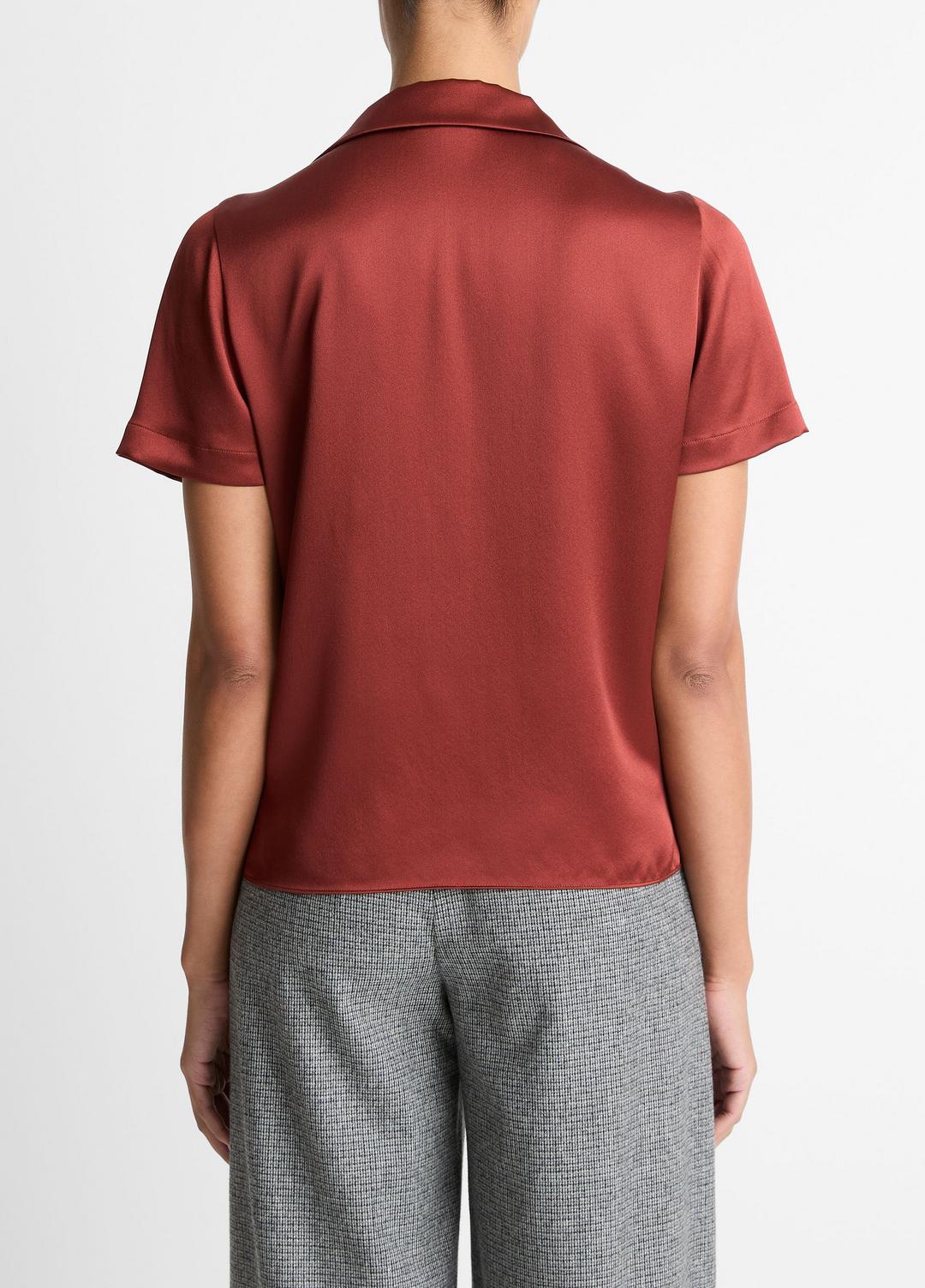 VINCE Sale Silk Short-Sleeve Button-Front Shirt in Shirts & Tees