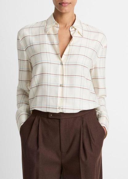 VINCE Sale Checked Plaid Button-Front Shirt in Shirts & Tees